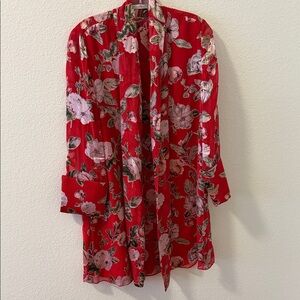 Alice + Olivia Red Floral Long Sleeve Dress